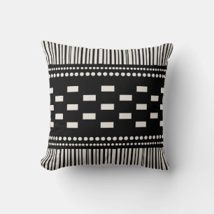 Boho Scandinavian Lines Dots Black White Throw Pillow