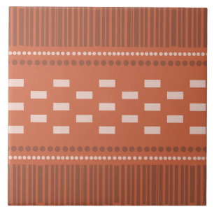 Boho Scandinavian Lines Dots Rust Tile