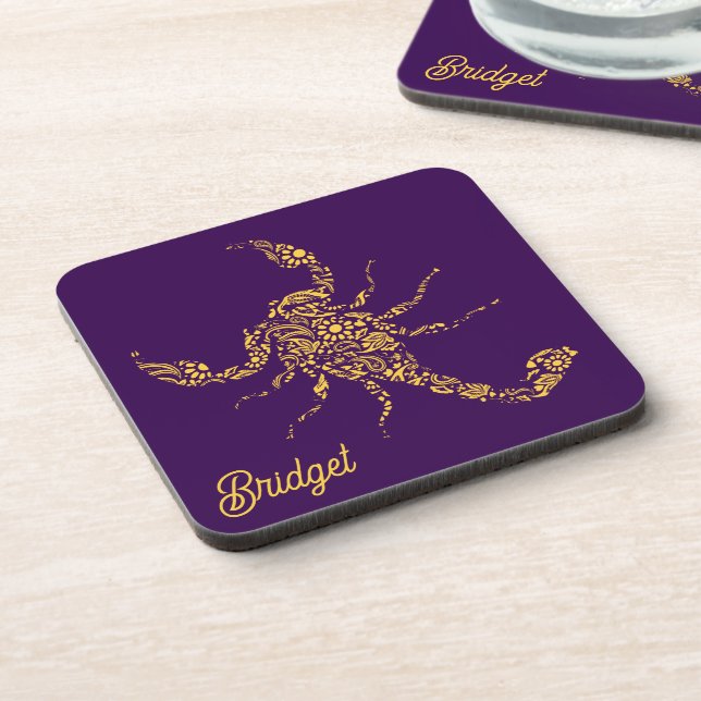 Boho Scorpio Decorative Personalised Coaster (Left Side)