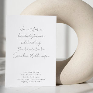 Boho Script Black White Modern Bridal Shower Invit Invitation