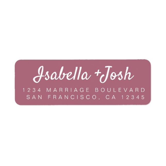 Boho Script Cassis Purple Wedding Return Address (Front)