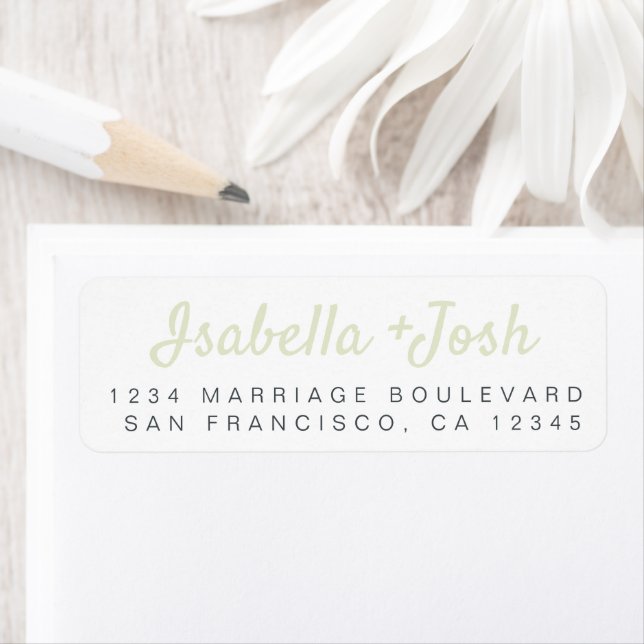 Boho Script Green White Mariage Adresse de retour (En situation)