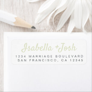 Boho Script Green White Wedding Return Address