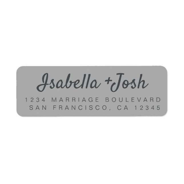 Boho Script Grey Mariage Adresse de retour (Devant)