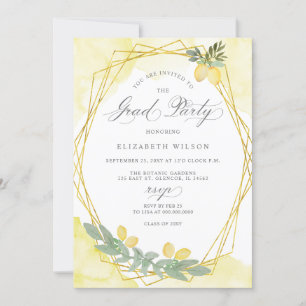 Boho Script Lemon Summer Photo Graduation Invitation