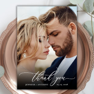 Boho Script moderne 2 Mariage photo Carte de remer