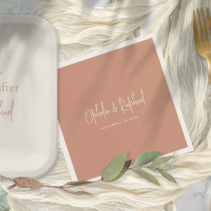 Boho Script Names Date Terracotta wedding Napkin