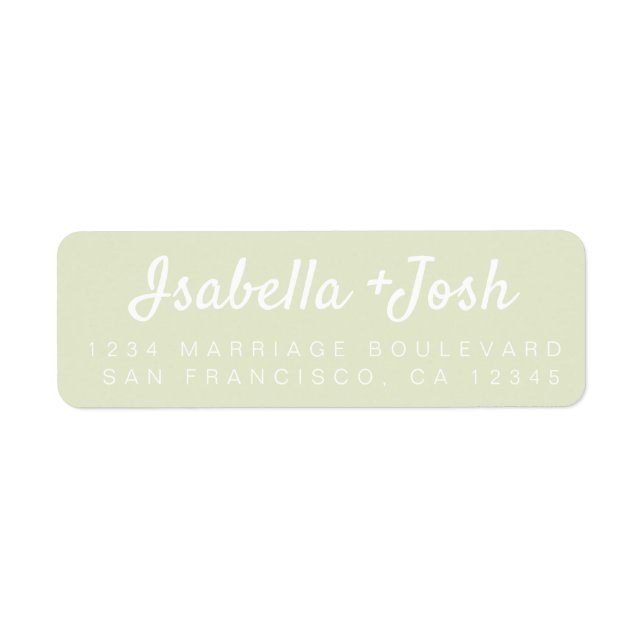 Boho Script Pastel Green Mariage Adresse de retour (Devant)
