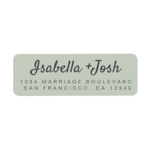 Boho Script Pastel Green Wedding Return Address