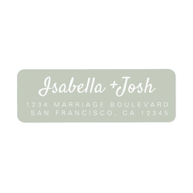 Boho Script Pastel Green Wedding Return Address (Front)