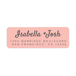 Boho Script Pastel Pink Wedding Return Address