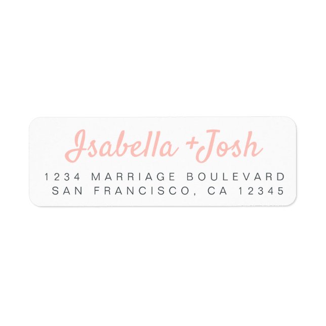 Boho Script Pink White Wedding Return Address (Front)