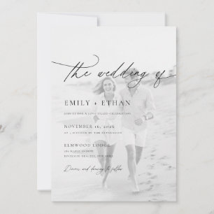 Boho Script QR Code Photo Wedding Invitation