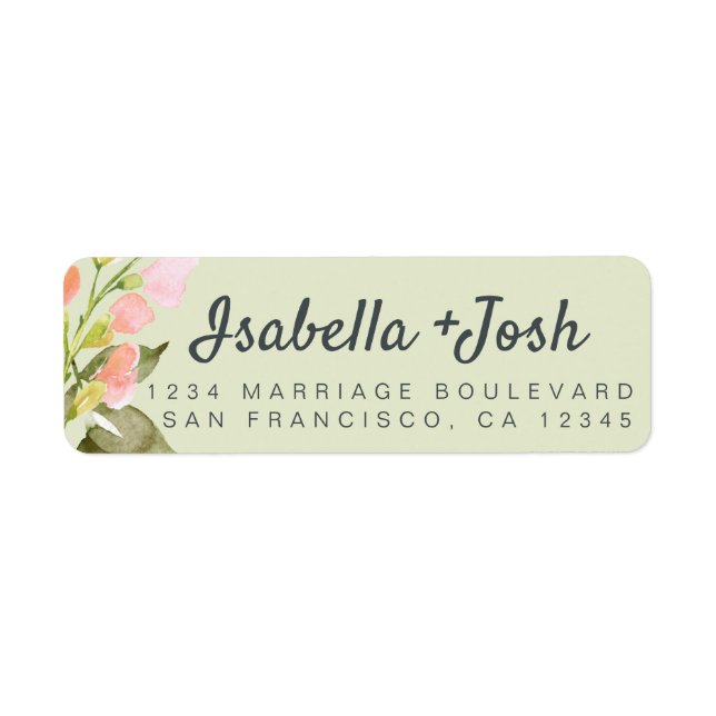 Boho Script rose Floral Mariage Adresse de retour (Devant)