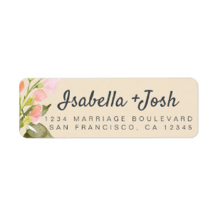 Boho Script rose Floral Mariage Adresse de retour