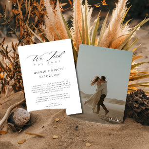 Boho Script We Tied The Knot Modern Wedding Photo  Announcement