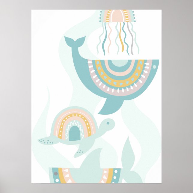 Boho Sea Animals Poster (Front)