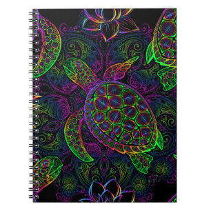 Boho Sea Turtle: Psychedelic Mandala Pattern Notebook