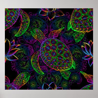 Boho Sea Turtle: Psychedelic Mandala Pattern