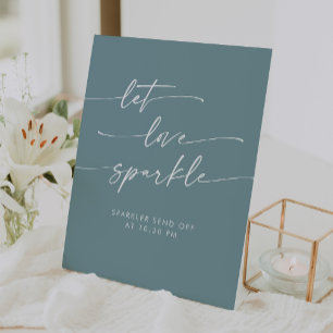Boho Seafoam Teal Sparkler Send Off Wedding Pedestal Sign