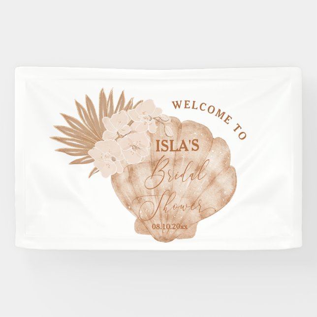 Boho Seashell Beach Bridal Shower Banner (Horizontal)
