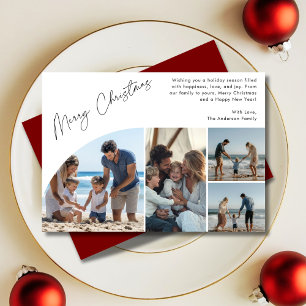 Boho Semi Arch 4 Photo Family Nautical Christmas  Holiday Card