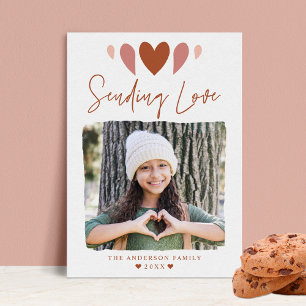 Boho Sending Love Photo Valentine's Day Holiday Card