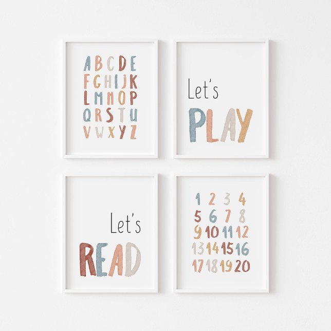 Boho set of 4 ABC, numbers, lets read and play (Creator Uploaded)