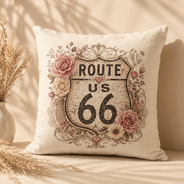 Boho Shabby Chic Mother Road Accent Throw Pillow (Creator Uploaded)