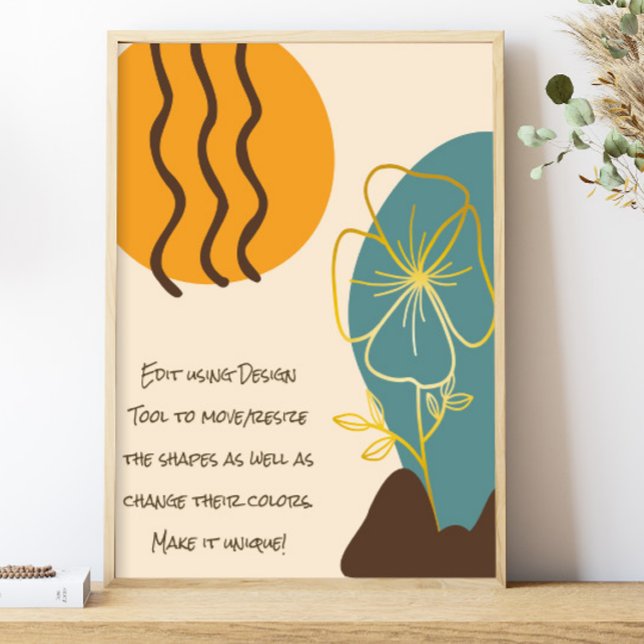 Boho Shapes Simple Gold Flower Quote Poster (Creator Uploaded)