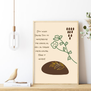 Boho Shapes Simple Green Flower Quote Poster