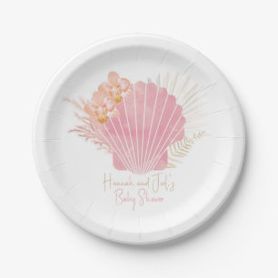 Boho Shell Baby Girl Baby Shower Paper Plate