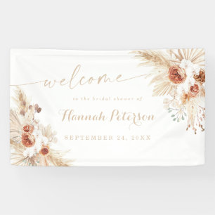 Boho Shower Pampas Grass Welcome Sign Banner