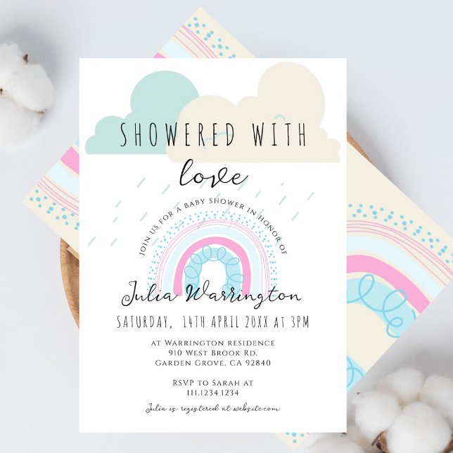 Boho Showered with Love Rainbow Baby Shower Invitation (Creator Uploaded)