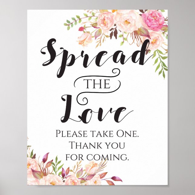 Boho Sign - Boho Floral - Spread the Love Sign (Front)
