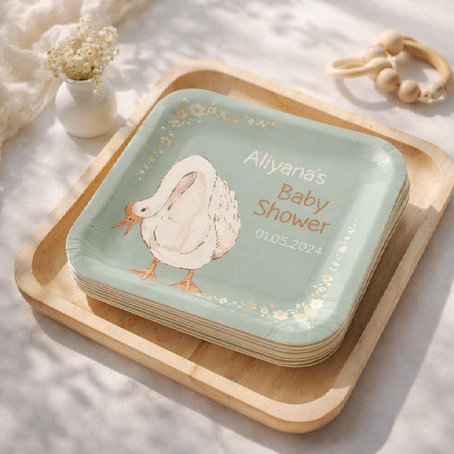 Boho Silly Goose Personalized Baby Shower  Paper Plate (Creator Uploaded)
