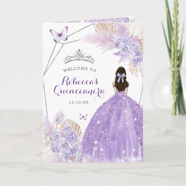 Boho Silver Purple Floral 15 Años Modèle du progra (Devant)