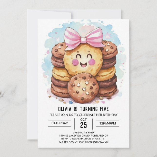  Boho Simple Candyland Cookies Birthday Invitation (Front)