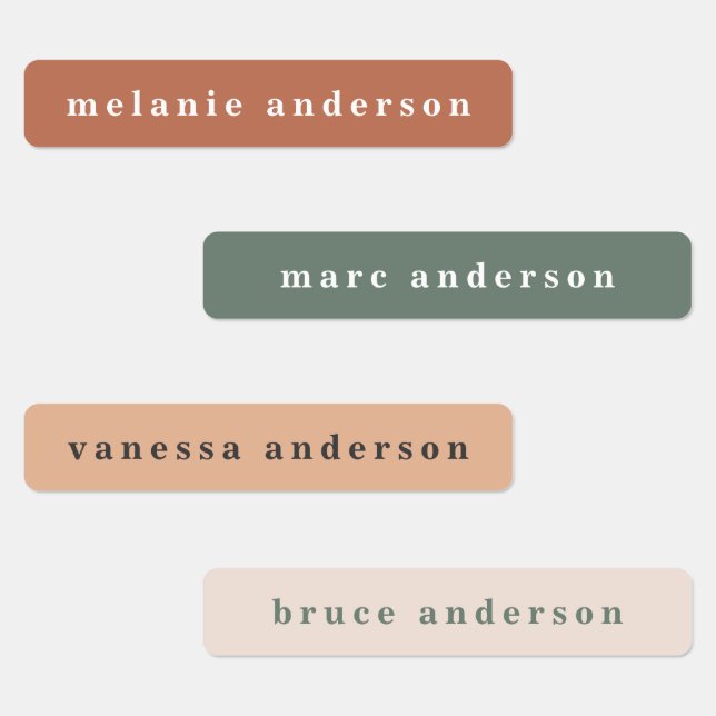 Boho simple couleur étanche Nom Étiquettes (Groupe)