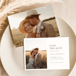 Boho Simple Elegant Photo Wedding Save The Date Invitation