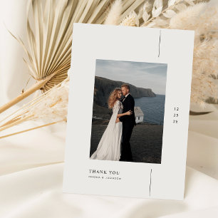 Boho Simple Modern Photo Wedding Thank You Card