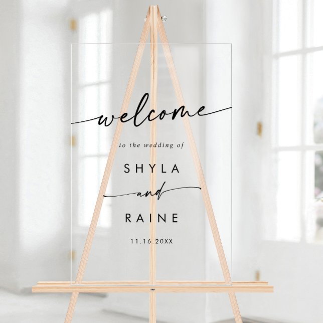 Boho Simple Moderne Clair Mariage Acrylique Accuei (Boho Simple Modern Clear Acrylic Wedding Welcome Acrylic Sign)