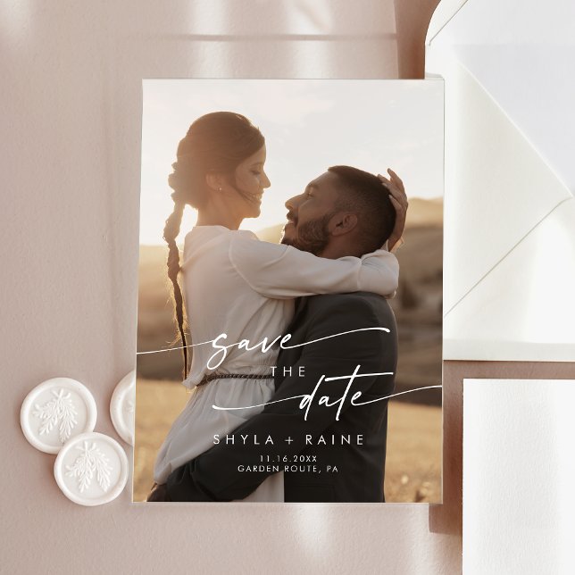 Boho Simple Photo Acrylic Wedding Save the Date Acrylic Invitations (Boho Simple Photo Acrylic Wedding Save the Date Acrylic Invitations)