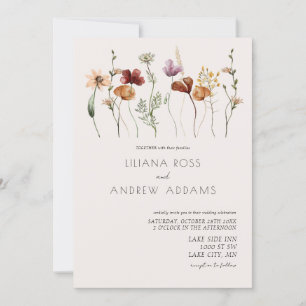 Boho Simple Wildflower Wedding Invitation