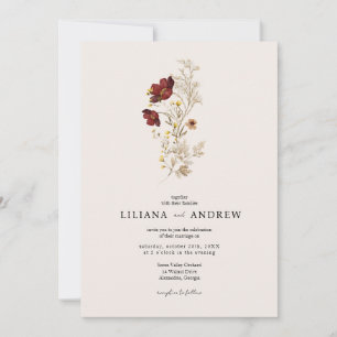 Boho Simple Wildflower Wedding Invitation