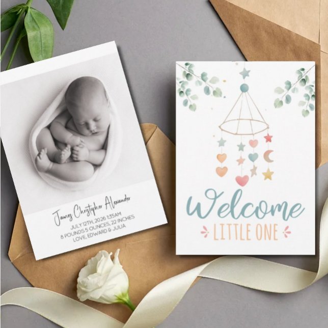 Boho Simplicity Welcome Little One Baby Announcement (Creator Uploaded)