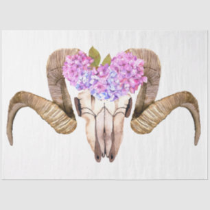 Boho Skull and Flowers Series Design 10 Tissue Paper