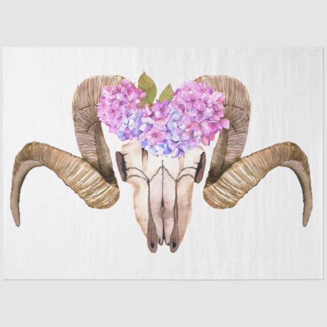 Boho Skull and Flowers Series Design 10 Tissue Paper (Front)