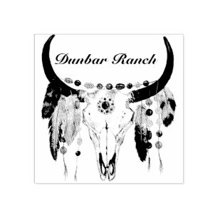 Boho Skull Name Customizable Rubber Stamp