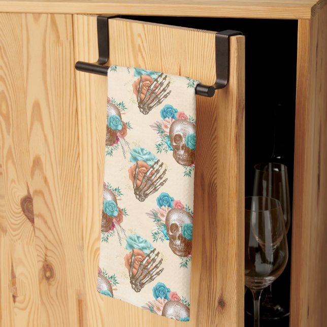 Boho Skull Series Design 12  Kitchen Towel (Thirds Fold)